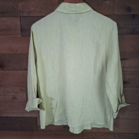 Coldwater Creek 100% Linen Light Green Zip Up Lightweight Jacket SZ Large - Picture 4 of 8